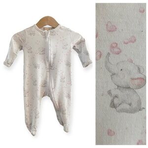 Baby Club Chic Elephant Pink Pima Cotton Footie Pajama 0-3 months